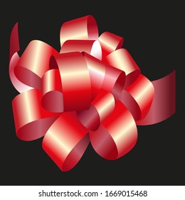 Arco rojo con gradiente para celebración de Navidad y cumpleaños. Aislar sobre fondo negro. Elementos de diseño