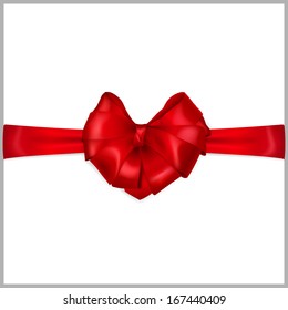 Red bow heart shaped with horizontal ribbons