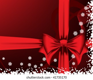 Red Bow. Horizontal composition. Right bottom corner.