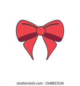 
Red bow. Icon on a white background. Vector