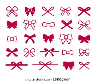 Red Bow Icon Set Stock Vector (Royalty Free) 1240185664 | Shutterstock