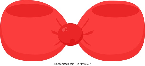 Red bow, illustration, vector on white background.