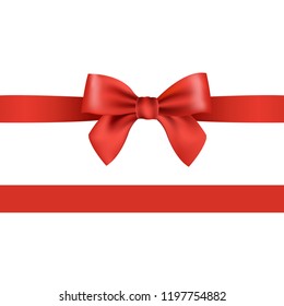 Red Bow Isolated With Gradient Mesh, Vector Illustration