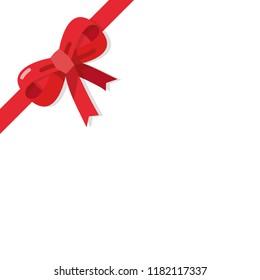 Red bow isolated on white background. Vector illustration