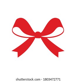 Red bow Isolated on white background. Vector illustration