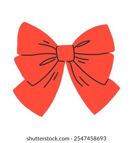 Red bow isolated on white background. Clipart bow vector flat illustration.