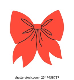 Red bow isolated on white background. Clipart bow vector flat illustration.