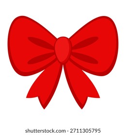Red bow isolated on white background. Decorative element for holidays or gifts. Isolated vector illustration on a white background