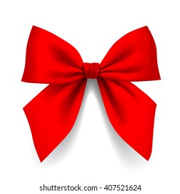 Red bow isolated on white background. Ribbon. Vector illustration