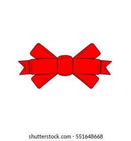 Red bow isolated on white. Design element. Vector illustration
