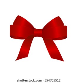 Red bow isolated on a  white background. Vector image.