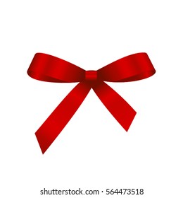 Red bow isolated on white background.  Vector image.