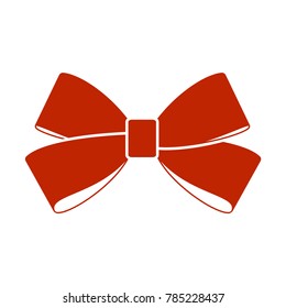 Red bow isolated on white background.  Vector image.