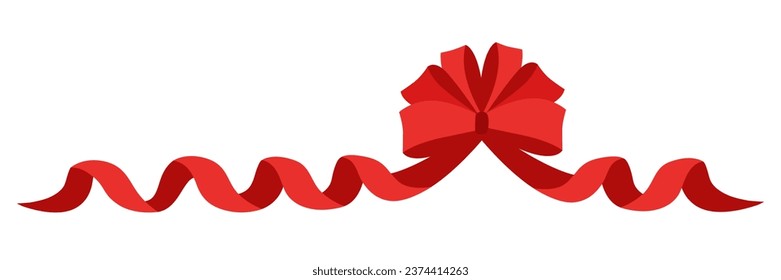 Red bow with long ribbons on white background. Black Friday concept. Gift concept. 