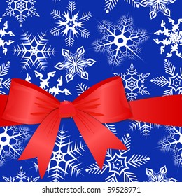 Red bow on a Christmas background. Vector illustration
