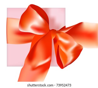 The red bow on a pink box