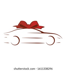 red bow on top of car, vector
