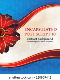 Red bow on a wavy sparkling background with place for text