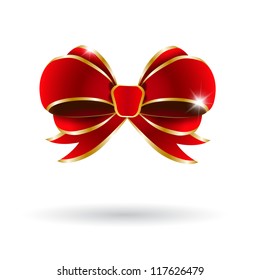 Red bow on a white background. Vector illustration