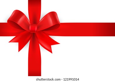 Red bow on white background