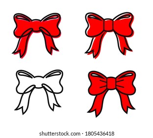 Red bow on a white background. Sketch. Vector illustration.