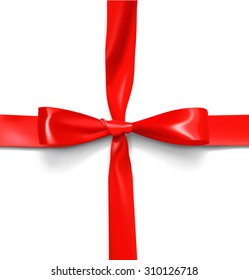 Red bow on a white background. It can be used to wrap gifts, goods and etc.