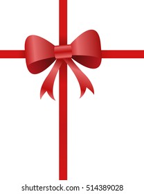 Red Bow on White Background