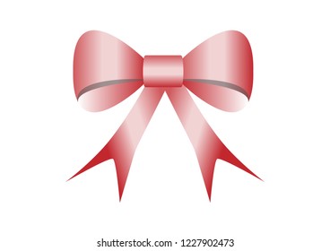 Red bow over white background. vector illustration.