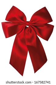 Red bow over white background