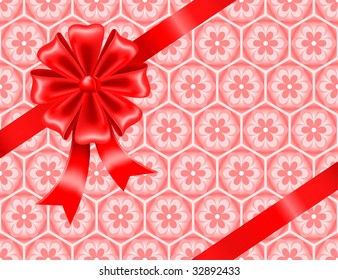 red bow present. Vector illustration