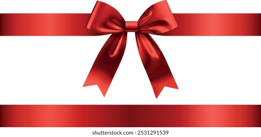 red bow with ribbon. 3d red bow and ribbon for christmas and birthday decorations