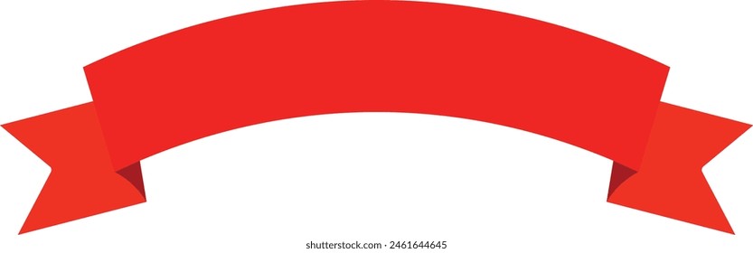 Red bow ribbon banner, Blank Curved Red Ribbon, isolated ribbon banner, Red label decorative banner, Red tape