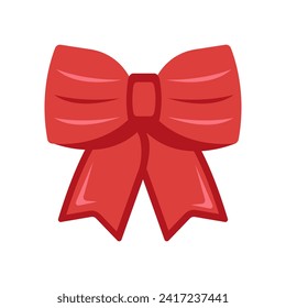 Red bow ribbon. Bowknot for decoration, big set of bowtie.