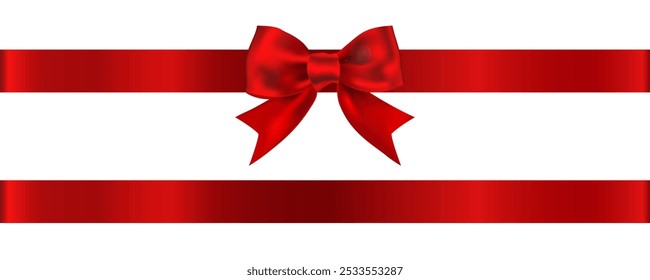 Red bow and ribbon for Christmas gifts, Valentine's Day, birthday, Valentine's Day