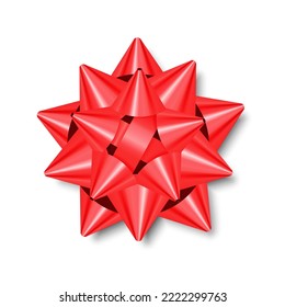 Red bow from ribbon Christmas and happy new year symbol
