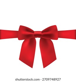 Lazo rojo, cinta roja, elemento festivo, Navidades, cumpleaños, sorpresa, regalo, aislado, concepto, Vector