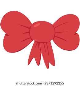 red bow ribbon, flat design, decoration for christmas elements, vector illustration