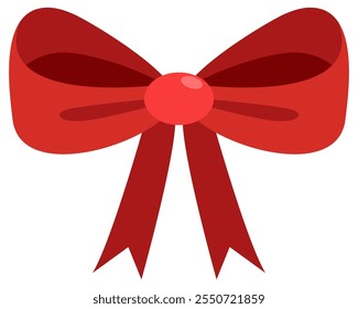 Red bow ribbon flat vector icon isolated on white background.