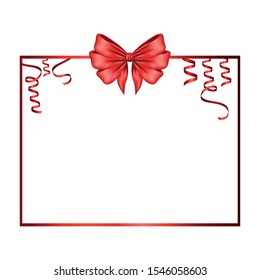 red bow ribbon frame decorative icon vector illustration design