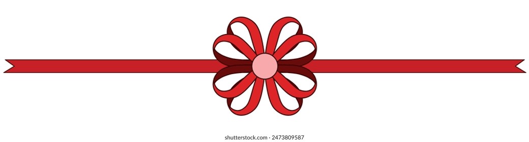 red bow with ribbon gift  Packing presents for birthday, new year and Christmas. Promotion and Discount flat illustration.