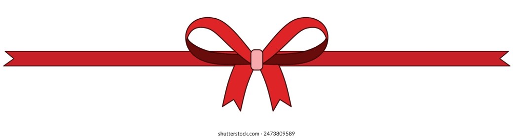 red bow with ribbon gift  Packing presents for birthday, new year and Christmas. Promotion and Discount flat illustration.