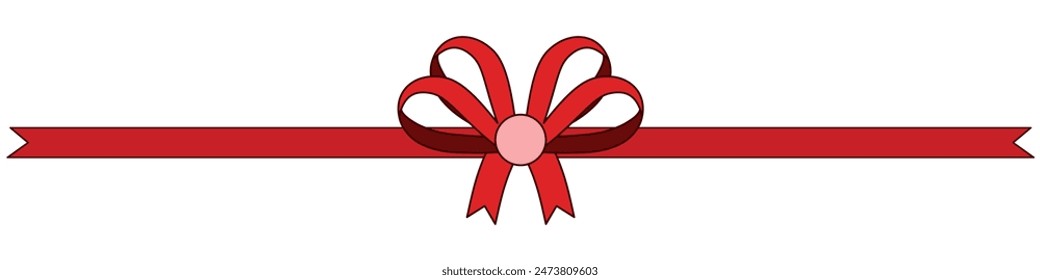 red bow with ribbon gift  Packing presents for birthday, new year and Christmas. Promotion and Discount flat illustration.