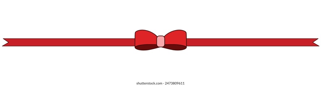 red bow with ribbon gift  Packing presents for birthday, new year and Christmas. Promotion and Discount flat illustration.