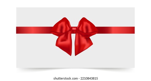 red bow, ribbon, gift wrap on white background, vector illustration