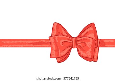 red bow ribbon hand drawn illustration.