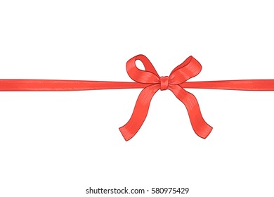 red bow ribbon hand drawn illustration. vector