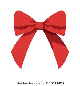 red bow ribbon icon flat