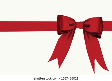 Red bow and ribbon isolated with horizontal red ribbon Vector bow for page decor isolated on white