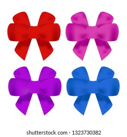 Red bow and ribbon isolated. Set of red gift bows with ribbons