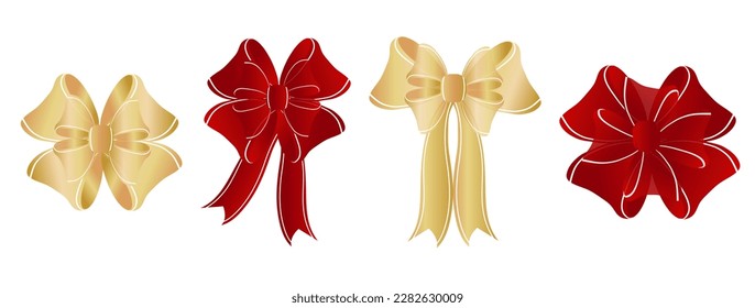 Red bow and ribbon on gift box. Beautiful packaging for a gift and your design.